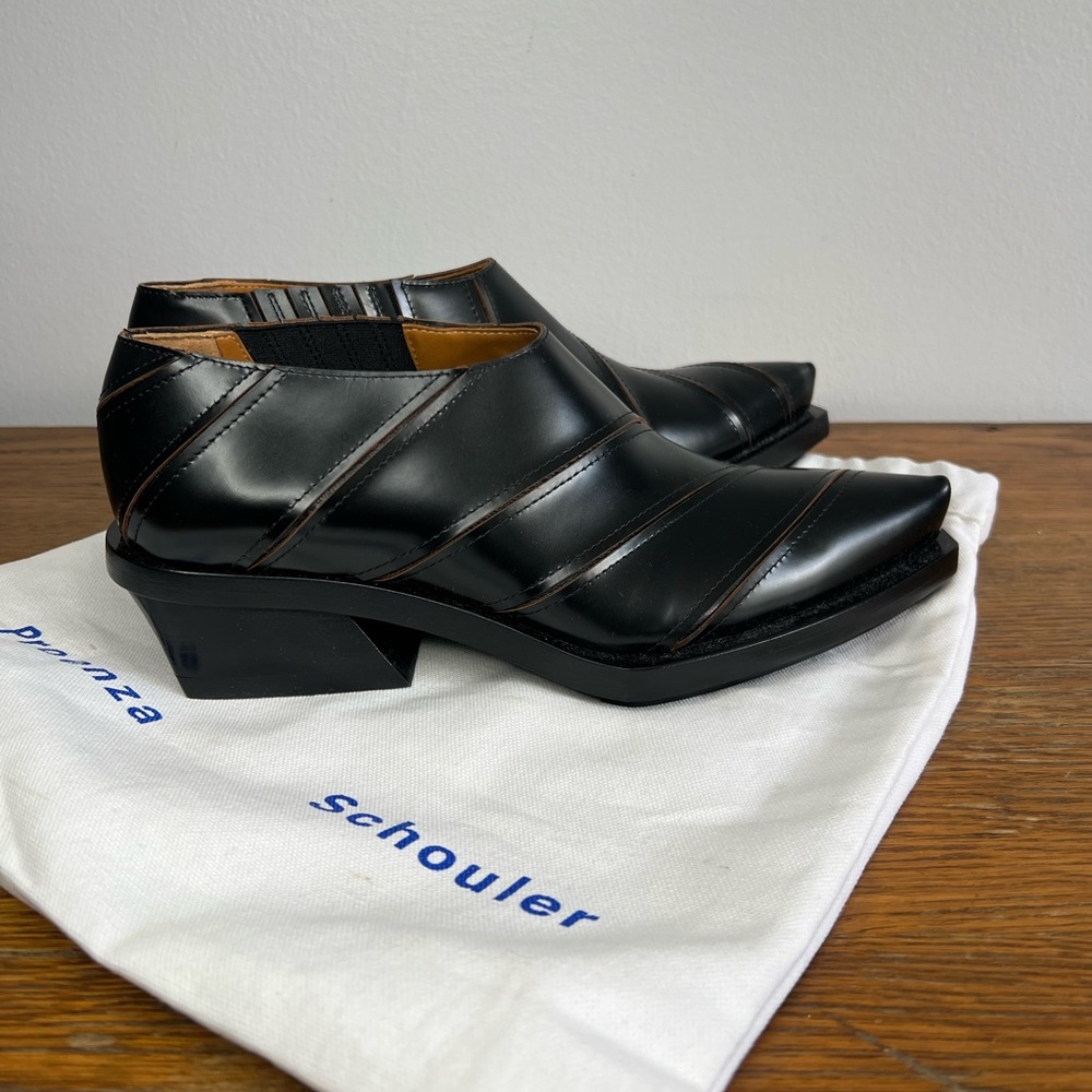 NWOB! Proenza Schouler Size 36.5 • Black Ankle Leather Boot Heel.